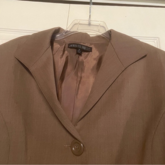 Lafayette 148 Tan Beige Wool Blazer 14 Large Button Down - Picture 3 of 11